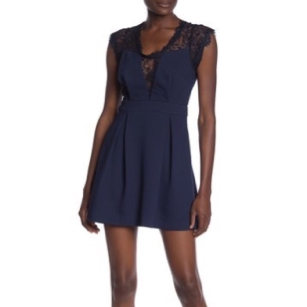 NWT BCBGeneration Lace Fit and Flare Dress Navy Size 8